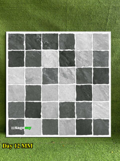 Gạch Sân Vườn 60x60 Cm Hoa Văn Từng Ô Nhỏ Xám Đậm Nhạt