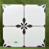 Gạch Bông Men 40x40 Cm Hoa Văn Đen 4 Cánh Đơn Giản Nền Trắng SGM1041