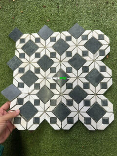 Gạch Mosaic Đá Tự Nhiên Nhiều Hoa Văn Kích Thước Màu Xanh Và Trắng
